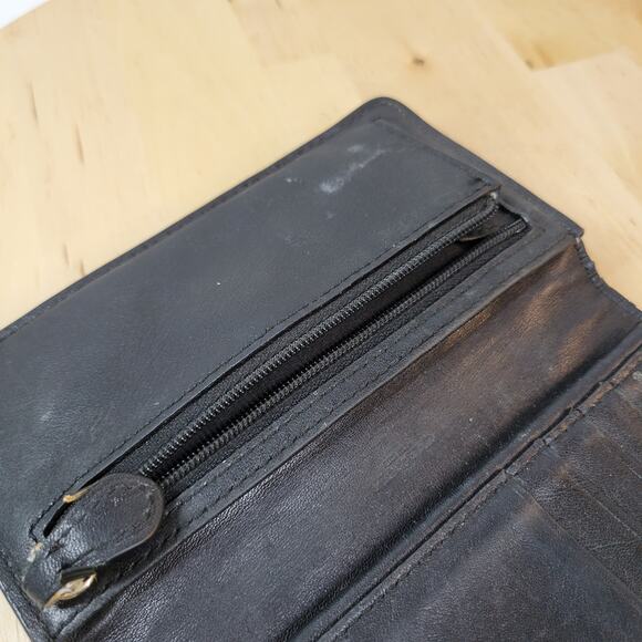 Vintage Coach Crossbody Wallet‎ Womens 6"x4" Black Envelope Leather TriFold Bag - Picture 5 of 12